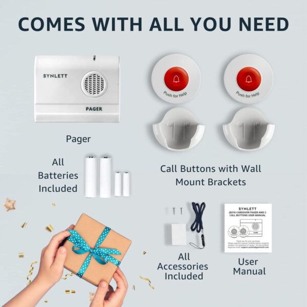 Caregiver Pager Wireless Call Buttons for Elderly Monitoring SOS Alert System Portable Alarm for Nurse Call Seniors Patients Emergency Home - Image 7