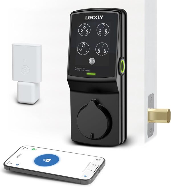 Lockly Secure Pro, Wi-Fi Smart Deadbolt, Keyless Entry Door Lock, PIN Genie® Keypad, 3D Biometric Fingerprint Sensor, Auto Lock - Matte Black (PGD728WMB) - Image 2