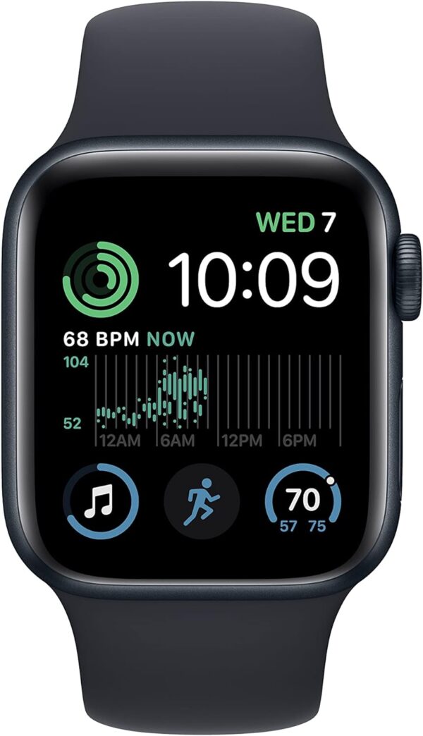 Apple Watch SE (2nd Gen) (GPS + Cellular, 40mm) - Midnight Aluminum Case with Midnight Sport Band, M/L (Renewed) - Image 3