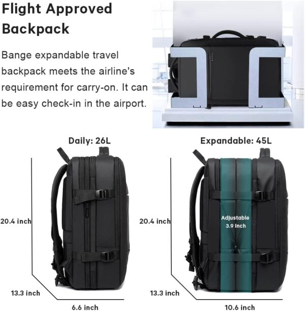 BANGE 45L Travel Backpack, Carry On Backpack Convertible Duffle Bag Fit for 17.3 Inch Laptop for Men and Women - Image 5