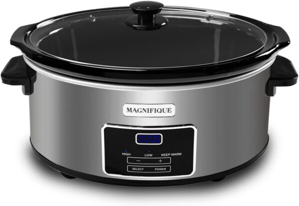 MAGNIFIQUE 7-Quart Casserole Slow Cooker with Timer and Digital Programmable - Small Kitchen Appliance for Family Dinners - Serves 6+ People - Heat Settings: Keep Warm, Low and High - Image 3