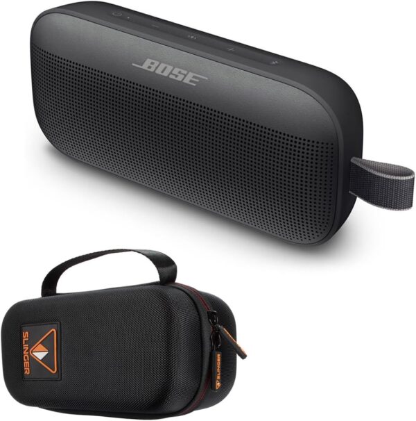 Bose SoundLink Flex Bluetooth Speaker, Portable Speaker with Microphone, Wireless Waterproof Speaker for Travel, Outdoor and Pool Use with Slinger Hard Travel Case & USB Plug (Black) - Image 2