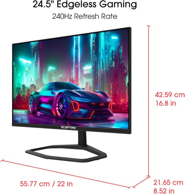 Sceptre New 24.5-inch Gaming Monitor 240Hz 1ms DisplayPort x2 HDMI x2 100% sRGB AMD FreeSync Premium Build-in Speakers, Machine Black 2024 (E255B-FWD240 series) - Image 3