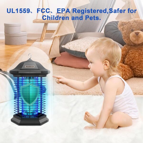 Bug Zapper Mosquito Zapper for Outdoor & Indoor, Upgraded 3 Mosquito Control Technologies, 2 Safety Protection Technologies, Insect Control Efficiency of 99.99%, Perfect for Backyard Patio Home - Image 6