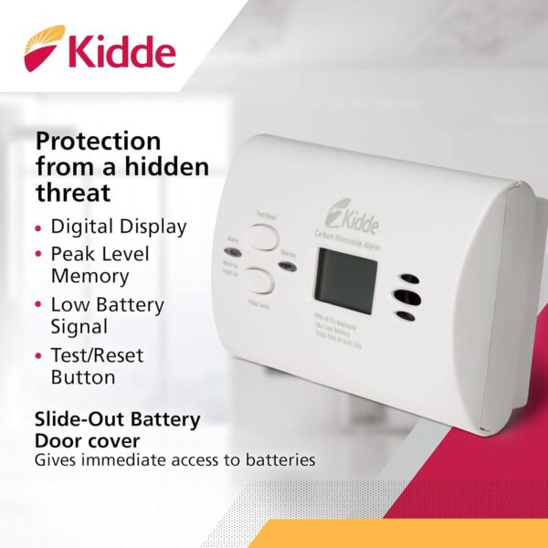 Kidde Carbon Monoxide Detector, AA Battery Powered CO Alarm with LEDs, Test-Reset Button, Low Battery Indicator, Portable - Image 3