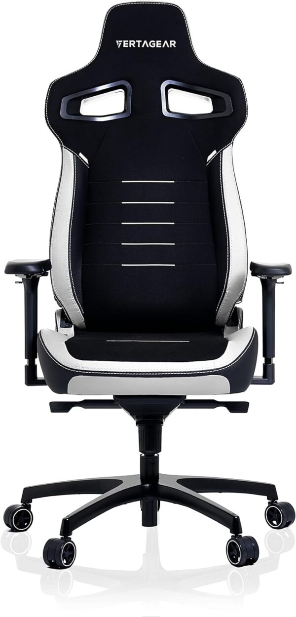 VERTAGEAR PL4800 Ergonomic Big & Tall Gaming Chair Featuring ContourMax Lumbar & VertaAir Seat Systems - RGB LED Kits Upgradeable - Black/White - Image 3