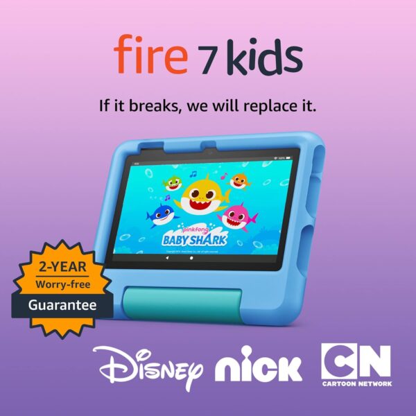 Amazon Fire 7 Kids tablet, ages 3-7. Top-selling 7" kids tablet on Amazon - 2022 | ad-free content with parental controls included, 10-hr battery, 16 GB, Blue - Image 2