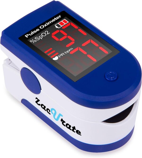 Zacurate Fingertip Pulse Oximeter Blood Oxygen Saturation Monitor with Batteries and Lanyard Included (Sapphire Blue) - Image 2