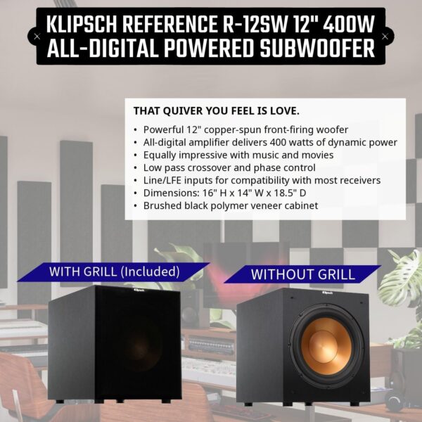 Klipsch Reference 5.2 Home Theater System - Bundle w/ 2X R-26FA Floorstanding Speaker, R-25C Center Speaker, 2X R-41M Bookshelf Speaker, R-12SW Subwoofer - Image 6