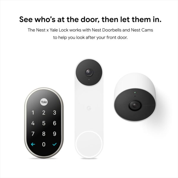 Google Nest x Yale Lock - Tamper-Proof Smart Lock for Keyless Entry - Keypad Deadbolt Lock for Front Door - Satin Nickel - Image 11