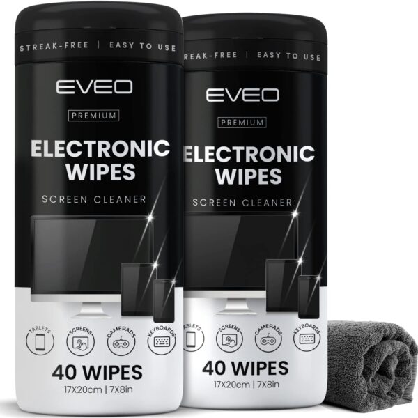 Electronic Wipes Streak-Free for Screen Cleaner & Smart Watch [2 Pack x 40] TV Screen, Smart TV, Computer Screen, Laptop, Phone, Tablet, and Electronics Devices - Microfiber Cloth Included [80 Wipes] - Image 2