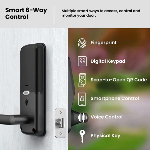 Lockly Secure Pro, Wi-Fi Smart Lock, Keyless Entry Door Lock, PIN Genie® Keypad, 3D Biometric Fingerprint Sensor, Voice Control, Auto Lock - Matte Black (PGD628WMB) - Latch Edition - Image 7