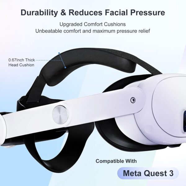 Head Strap for Meta Quest 3,Comfort Adjustable Elite Strap Replacement for Oculus Quest 3 Reduce Pressure,Soft Cushion VR Headset Accessories for Longer Immersion - Image 3