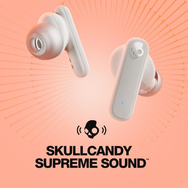 Skullcandy Smokin' Buds in-Ear Wireless Earbuds, 20 Hr Battery, 50% Renewable Plastics, Microphone, Works with iPhone Android and Bluetooth Devices - Bone/Orange Glow - Image 3