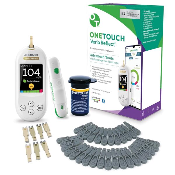 OneTouch Blood Sugar Test Kit | Includes OneTouch Verio Reflect Blood Glucose Meter, 1 Lancing Device, 30 Lancets, & 30 Test Strips, | Diabetes Testing Kit for Blood Glucose Monitoring - Image 2