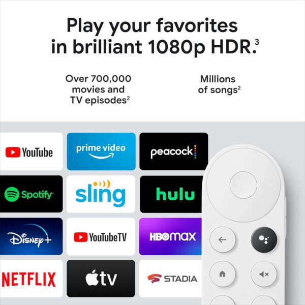 Chromecast with Google TV (HD) - Streaming Stick Entertainment on Your TV with Voice Search - Watch Movies, Shows, and Live TV in 1080p HD - Snow - Image 5