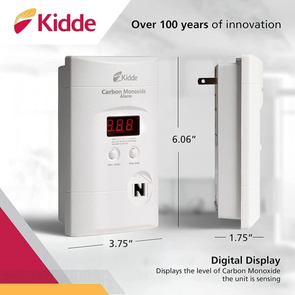 Kidde Carbon Monoxide Detector, Plug In Wall with 9-Volt Battery Backup, Digital LED Display - Image 4