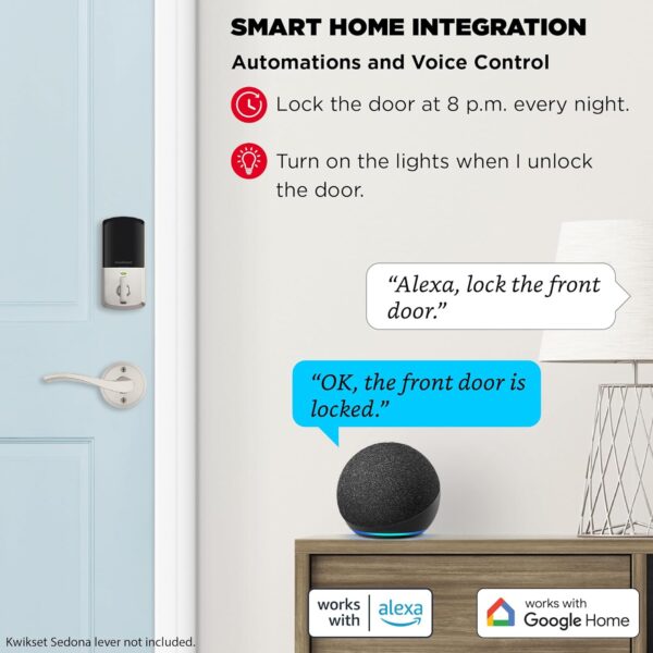 Kwikset Halo Keypad Wi-Fi Smart Door Lock, Keyless Entry Electronic Touchscreen Deadbolt Door Lock, No Hub Required App Remote Control, With SmartKey Re-Key Security, Satin Nickel - Image 5