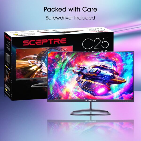 Sceptre Curved 24.5-inch Gaming Monitor up to 240Hz 1080p R1500 1ms DisplayPort x2 HDMI x2 Blue Light Shift Build-in Speakers, Machine Black 2023 (C255B-FWT240) - Image 3