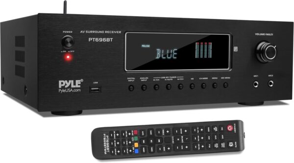 Pyle 1000W Bluetooth Home Theater Receiver - 5.2 Channel Surround Sound Stereo Amplifier System with 4K Ultra HD, 3D Video & Blu-Ray Video Pass-Through Support, HDMI/MP3/USB/AM/FM Radio, Black - Image 2