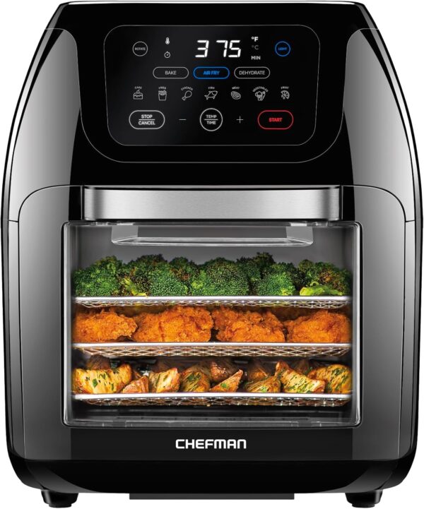 CHEFMAN Multifunctional Digital Air Fryer+ Rotisserie, Dehydrator, Convection Oven, 17 Touch Screen Presets Fry, Roast, Dehydrate, Bake, XL 10L Family Size, Auto Shutoff, Large Easy-View Window, Black - Image 2