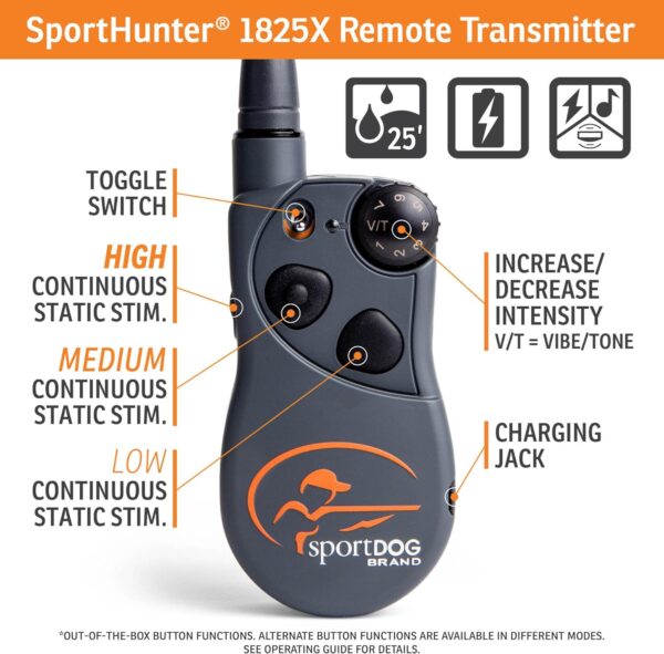 SportDOG Brand SportHunter 1825X Remote Trainer - Shock Collar with 1 Mile Range - Rechargeable Dog Training Collar with Static, Vibrate, and Tone - SD-1825X - Image 4