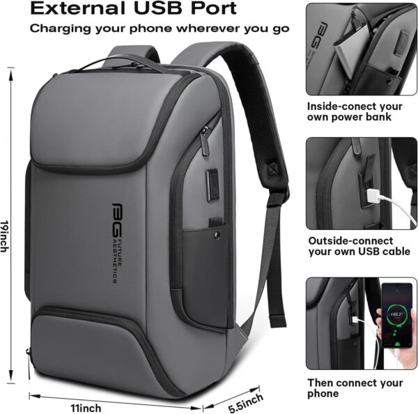 BANGE Business Laptop Smart backpack Can Hold 15.6 Inch Laptop Commute Backpack Carry on bag for men and women (Grey) - Image 4