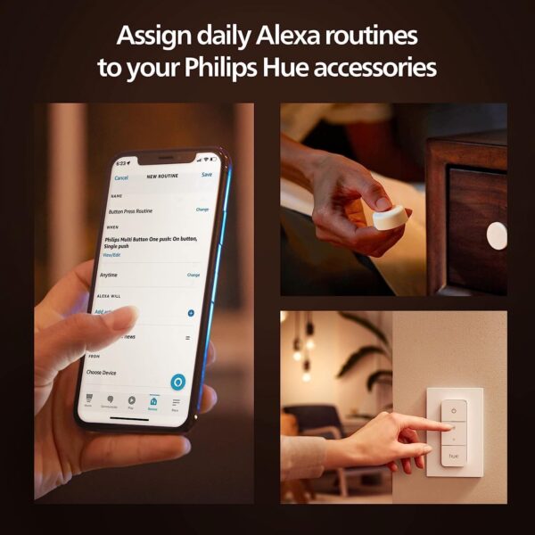 Philips Hue Smart Dimmer Switch with Remote, White - 1 Pack - Turns Hue Lights On, Off, Dims or Brightens - Requires Hue Bridge - Easy, No-Wire Installation - Image 4