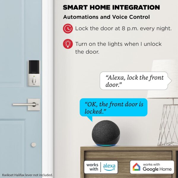 Kwikset Halo Fingerprint Wi-Fi Smart Lock, Keyless Entry Front Door Low Profile Deadbolt, Grade AAA Certified, Lifetime Satin Nickel Finish, Easy Install No Hub, App Control, Digital Remote Lock - Image 5