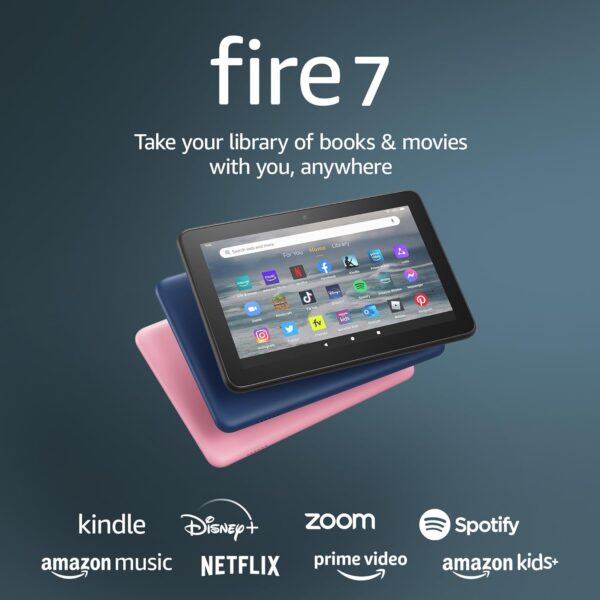 Amazon Fire 7 tablet, 7” display, read and watch, under $60 with 10-hour battery life, (2022 release), 16 GB, Black - Image 2