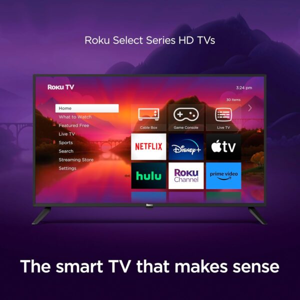 Roku 32" Select Series 720p HD Smart RokuTV with Voice Remote, Bright Picture, Customizable Home Screen, and Free TV - Image 3