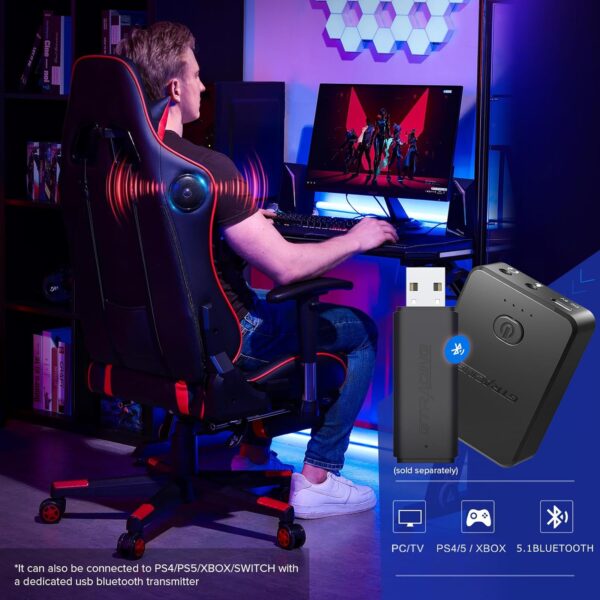 GTRACING Gaming Chair with Footrest Speakers Video Game Chair Bluetooth Music Heavy Duty Ergonomic Computer Office Desk Chair Red - Image 4