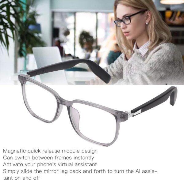 Smart Audio Glasses, Smart Glasses Wireless Bluetooth Glasses Open Ear Music, Hands Calling, Voice Assistant, Touch Control, IP67 Waterproof, Magnetic Frames, for Men Women - Image 3