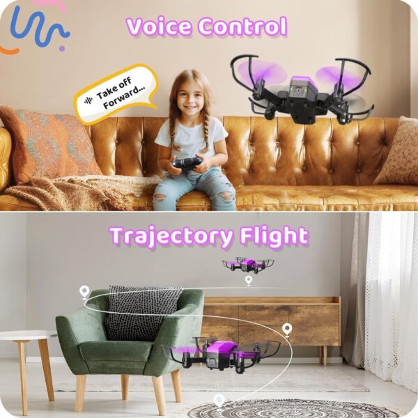 ATTOP Mini Drone with 1080P Camera for Kids, Foldable FPV Drone for Kids 8-12 Pocket RC Quadcopter, Voice Control, 3 Speed Modes, Gravity Control, Altitude Hold, 2 Batteries, Gifts for Kids Beginners - Image 6