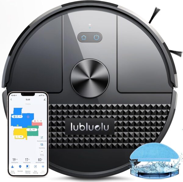 Lubluelu SL68 Robot Vacuum 4500Pa,3 in 1 Robot Vacuum and Mop Combo,LiDAR Navigation,5 Maps,24 No-Go Zones, WiFi/App/Alexa,Self-Charging,Anti-Siphon,Vacuum Robot for Pet Hair,Carpet,Hard Floor - Image 2