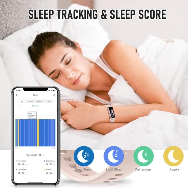 Fitness Tracker, Step Tracker for 24/7 Heart Rate, Blood Oxygen Blood Pressure, Step Counter with Sleep Calories Tracking, Activity Tracker Smart Watch Pedometer for Women Men - Image 5