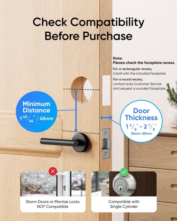 eufy Security Video Smart Lock E330, 3-in-1 Camera+Doorbell+Fingerprint Keyless Entry Door Lock, WiFi Door Lock,App Remote Control,2K HD,Doorbell Camera,No Monthly Fee - Image 10