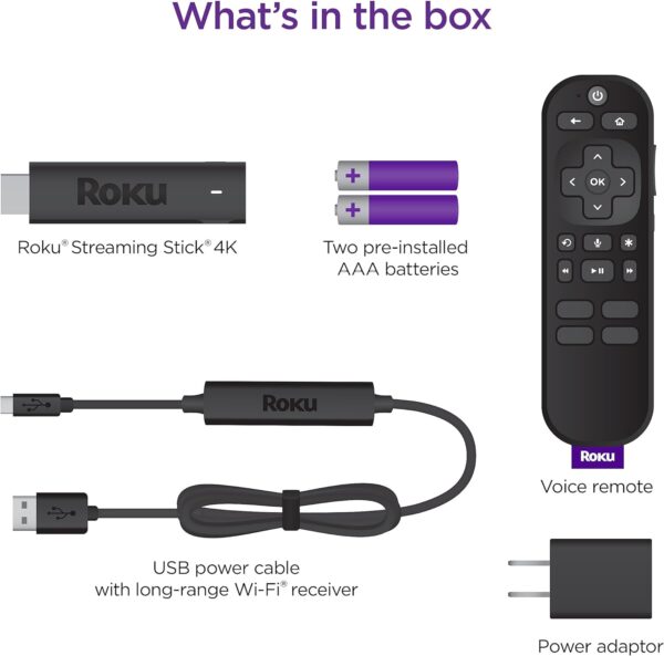 Roku Streaming Stick 4K | Portable Roku Streaming Device 4K/HDR/Dolby Vision, Roku Voice Remote, Free & Live TV - Image 8