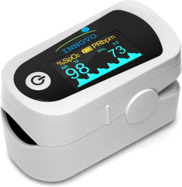 2024 Innovo iP900BP-B Bluetooth Fingertip Pulse Oximeter, Blood Oxygen Monitor with Free App, Plethysmograph, and Perfusion Index (Snowy White) - Image 5