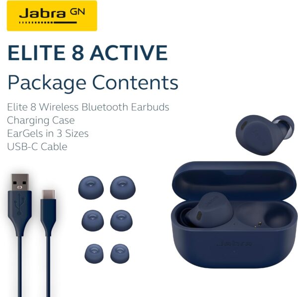 Jabra Elite 8 Active - Best, Most Advanced HearThrough Sports Wireless Bluetooth Earbuds - Comfortable Secure Fit, Military Grade Durability, Active Noise Cancellation, Dolby Surround Sound - Navy - Image 7