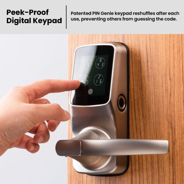 Lockly Secure Pro, Wi-Fi Smart Door Lock, Keyless Entry Door Lock, PIN Genie® Keypad, 3D Biometric Fingerprint Sensor, Voice Control, Auto Lock - Satin Nickel (PGD628WSN) - Latch Edition - Image 4