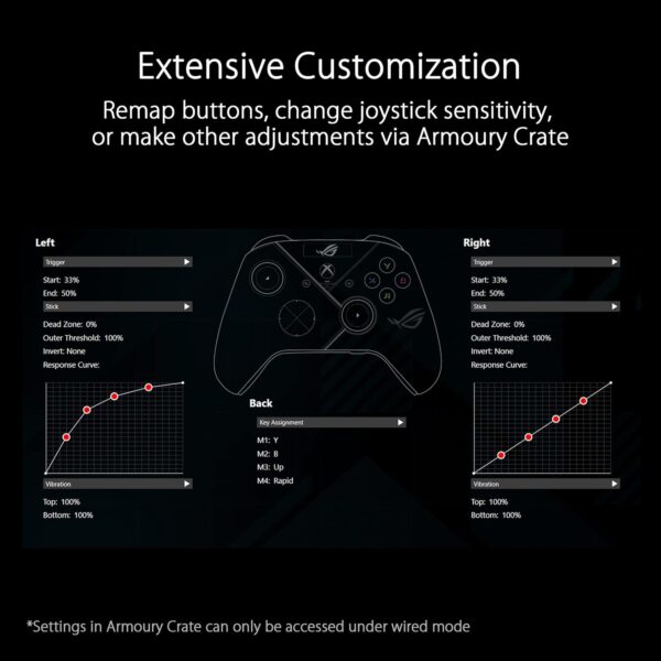 ASUS ROG Raikiri Pro OLED Display, tri-Mode connectivity, remappable Buttons&triggers, 4 Rear Buttons, Step&Linear triggers, Adjustable Joystick Sensitivity, 3.5mm Jack with ESS DAC, for PC and Xbox - Image 8