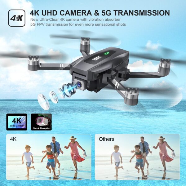 GPS Drone with 4K UHD Camera for Adults, TSRC Q7 Foldable FPV RC Quadcopter with Brushless Motor, Smart Return Home, Follow Me, 60 Min Flight Time, Long Control Range, Includes Carrying Bag - Image 3