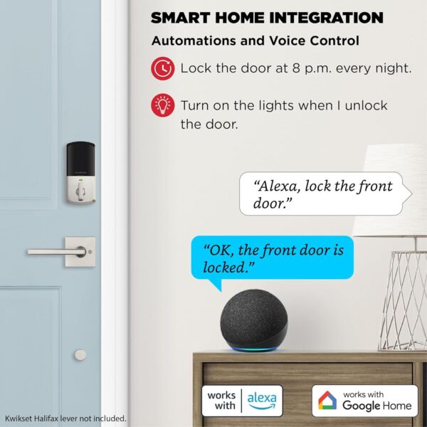 Kwikset Halo Wi-Fi Smart Lock, Keyless Entry Front Door Deadbolt, App Control, Grade AAA Certified, Easy Install No Hub, Lifetime Satin Nickel Finish, Touchscreen, Digital Remote Lock - Image 5