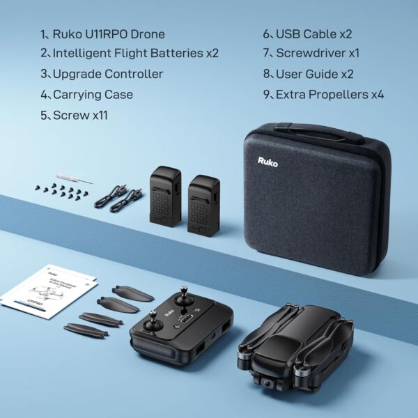 Ruko U11PRO First Drone with Camera for Adults, 4K UHD, FAA Remote ID Comply, 52 Mins Fly Time 2 Batteries, GPS Auto Return, Indoor-Outdoor Mode, Scale 5 Wind Resistance, Beginners Waypoint - Image 7