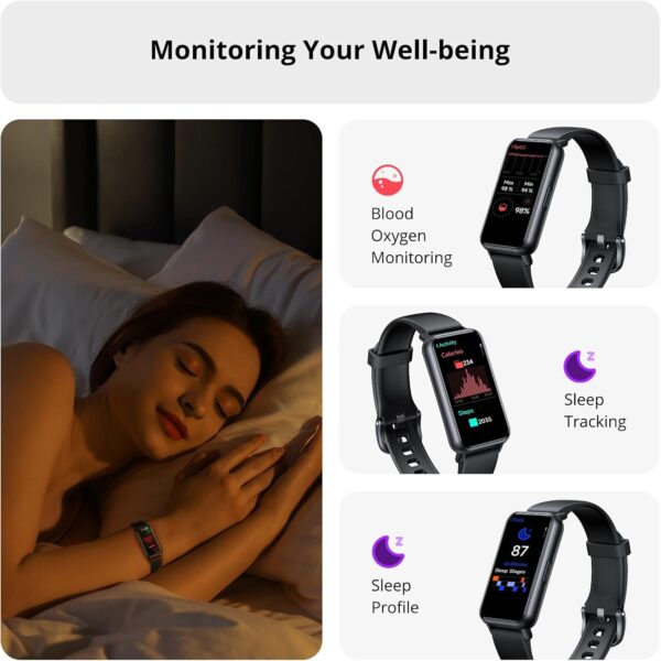 AKAGEAR Fitness & Activity Tracker with Sleep and Blood Oxygen Monitoring, 24/7 Heart Rate Stress Index and Respiratory Training 1.58" AMOLED Display 5ATM Waterproof and more Black - Image 6