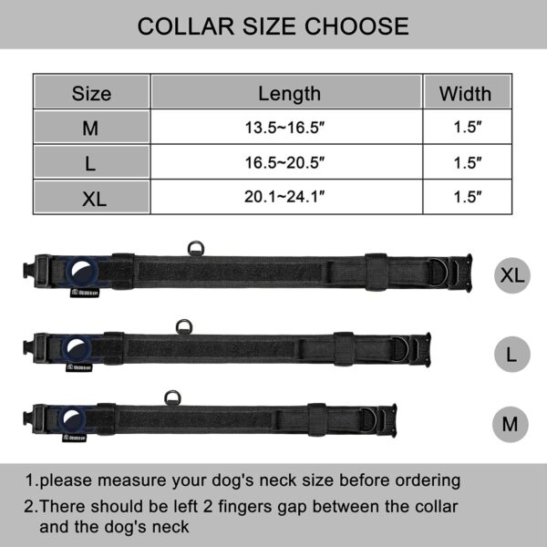 Tactical Dog Collar Adjustable Military Collar: - Nylon K9 Collars with Handle and Heavy Duty Metal Buckle for Medium and Large Dogs with 3 Patches and Airtag Case Holder (L, Black) - Image 7