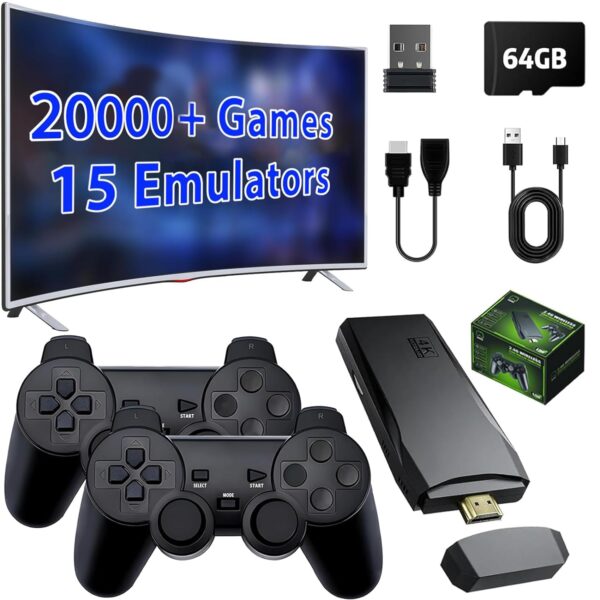 Upgrade Wireless Retro Game Console Stick, ZeroStory Retro Video Game Console Stick Built in 20000+ Games with 15 Emulators, 4K HDMI Output with 2 2.4G Wireless Controllers (64GB Memory Card) - Image 2