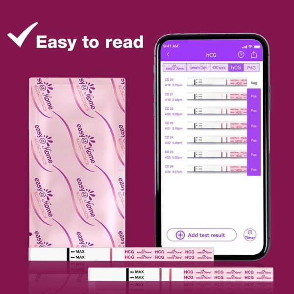 Easy@Home Pregnancy Test Strips Kit, Powered by Premom Ovulation Predictor iOS and Android APP, 20 HCG Tests - Image 7