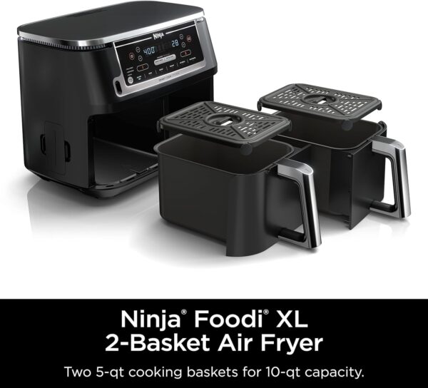 Ninja DZ550 Foodi 10 Quart 6-in-1 DualZone Smart XL Air Fryer with 2 Independent Baskets, Thermometer for Perfect Doneness, Match Cook & Smart Finish to Roast, Dehydrate & More, Grey - Image 12